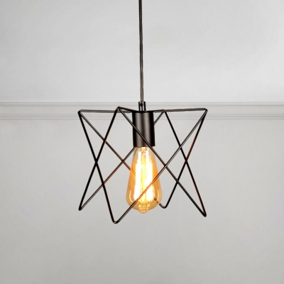 Open Bulb Pendant Lamp Industrial Steel Ambient Lighting Fixture with Metal Frame