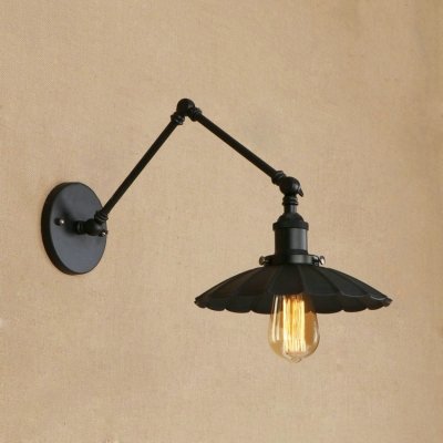 Rotatable Armed Wall Sconce Loft Style Iron Single Bulb Small Wall Light in Black