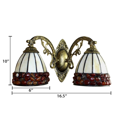 Vintage Tiffany Style 2-Light Wall Lamp with Stained Glass Shade in 16.5