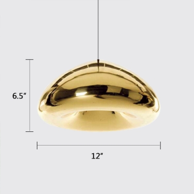 Void LED Pendant Lighting Designers Style Glass Single Hanging Lamp in Antique Copper/Gold/Silver