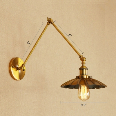 Arm Adjustable Wall Sconce Retro Style Vintage Iron Single Light Wall Light in Brass Finish