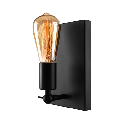 Black Single Light Bare Bulb Edison Socket LED Wall Sconce