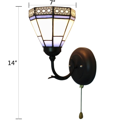 Craftsman 6 Inch Wide Glass Shade Up or Down Lighting Tiffany Wall Sconce in Blue/Green
