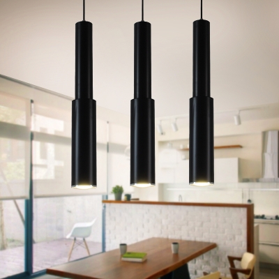 Flute Pendant Lights Modern Style Aluminum Single Head Track Light in Black for Bar Counter