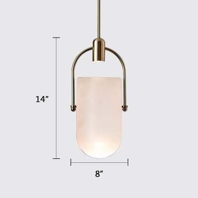 Frosted Glass Single Hanging Pendant Light in Gold Finish Post Modern Round Shade Suspension Light