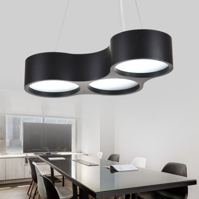 Honeycomb Led Chandelier Modern Style Metal 3 Light Pendant Lighting in Black for Office Dining Room