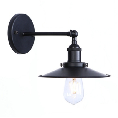 Iron Conical Lighting Fixture Industrial 1 Head Wall Light in Black for Restaurant