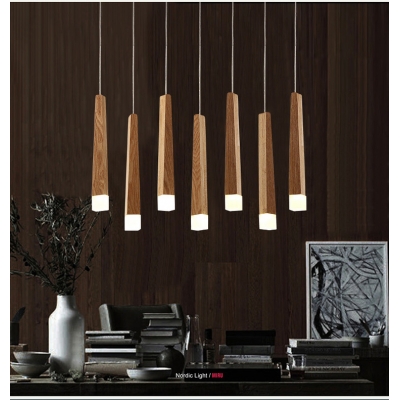 Matchstick LED Pendant Light Nordic Style Wooden Hanging Lamp for Cafe Bar Counter