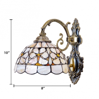 Shelly Floral Wall Sconce Industrial Tiffany Stained Glass Wall Lamp in Multicolor for Corridor