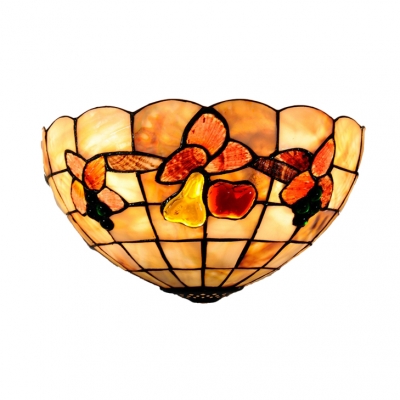 Single Head Fruit Theme Art Glass&Shell Shade Wall Washer in Tiffany Style 6