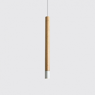 Wood Grain Tube Hanging Lights Nordic Design Wooden Single Mini Track Pendant Light for Cafe Restaurant