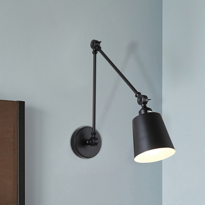 

1 Bulb Adjustable Arm Sconce Lighting Industrial Iron Sconces in Black for Coffee Shop