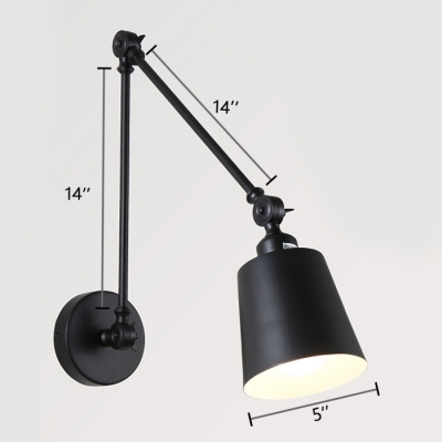 1 Bulb Adjustable Arm Sconce Lighting Industrial Iron Sconces in Black for Coffee Shop