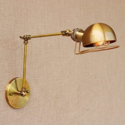 1 Head Adjustable Arm Wall Lamp Industrial Metal Decorative Wall Mount Fixture in Brass