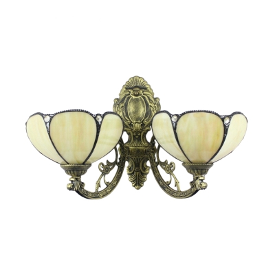 Tiffany-Style Stained Glass Lotus Floral Shade Wall Sconce in Bronze Finish