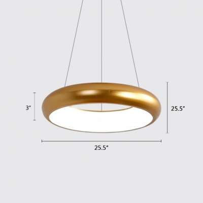 Brass Finish Ring LED Pendant Lights Post Modern Style Metal 1-Light Suspension Light for Bedroom Living Room