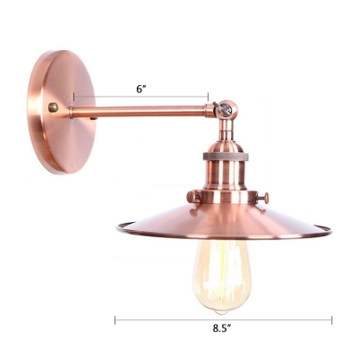 Copper Finish Flared Wall Light Vintage Small Metal Single Light Wall Sconce for Bedroom