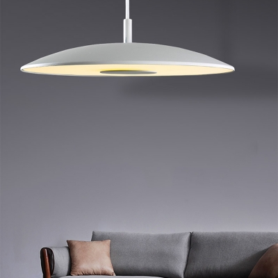 Frosted Glass Shallow Round Pendant Lights Nordic Style 1 Light Hanging Pendants in White 12