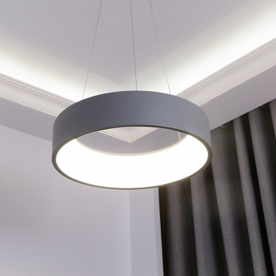 Gray Circle LED Suspension Lights Modern Style Acrylic Shade 1 Light Pendant Lamp for Dining Room Bedroom