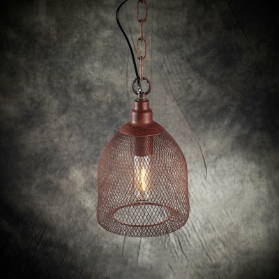 Mesh Cage Suspended Light Retro Loft Style Metal Single Bulb Pendant Light for Restaurant
