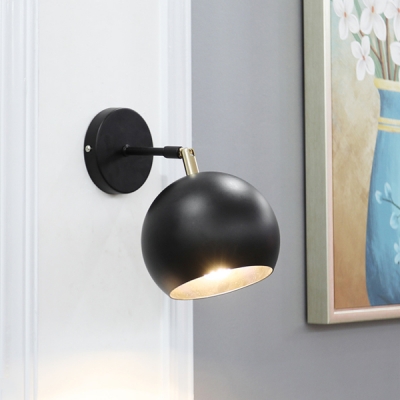 Metal Orb Lighting Fixture Nordic Industrial 1 Bulb Wall Mount Light in Black for Bedside