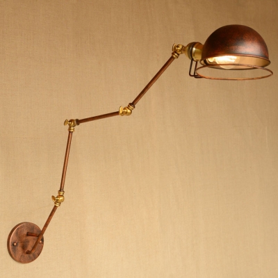 Metal Semicircle Wall Sconce Vintage 1 Head Wall Mount Fixture in Antique Brass Finish