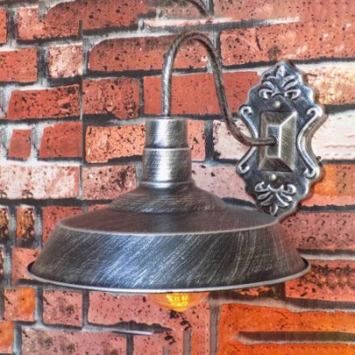 Old Satin Brass Armed Wall Sconce Industrial Style  Iron 1 Bulb Lighting Fixture for Hallway