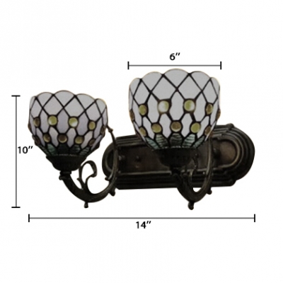 Simple Design 14-Inch Wide Tiffany Style 2 Light Wall Lamp Up Lighting