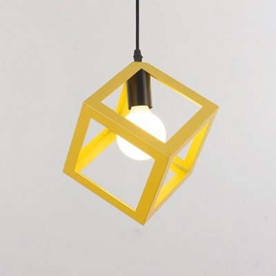 Square Metal Frame Suspended Light Colorful Industrial Metal Hanging Light for Mall