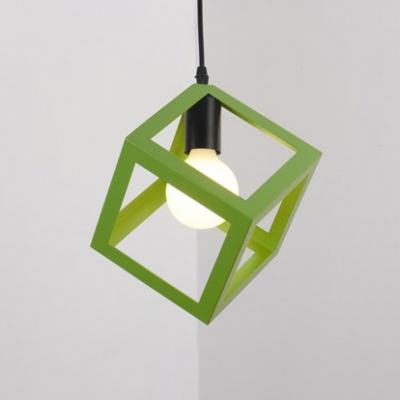 Square Metal Frame Suspended Light Colorful Industrial Metal Hanging Light for Mall