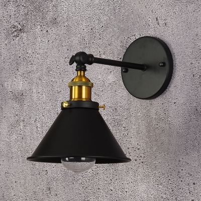 1 Bulb Conical Mini Wall Light Retro Style Steel LED Wall Sconce in Brass for Living Room