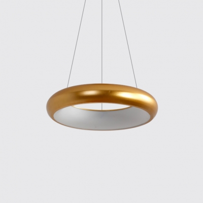 Brass Finish Ring LED Pendant Lights Post Modern Style Metal 1-Light Suspension Light for Bedroom Living Room