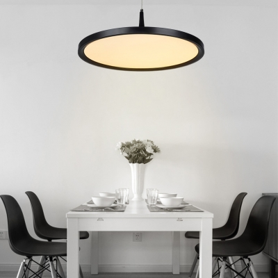 Face Plate LED Pendant Lighting Modern 1 Light Hanging Pendant in Black for Kitchen Island Dining Table