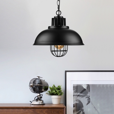 Industrial Bowl Shade Pendant Light in Black for Dining Room Kitchen Island