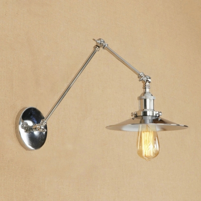 Metal Swing Arm Wall Sconce Industrial Modern 1 Head Wall Lamp in Chrome for Living Room