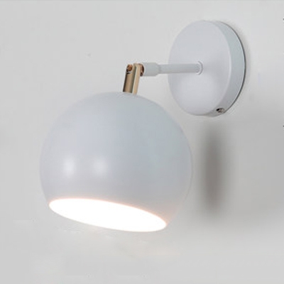 Orb Small Wall Mount Fixture Concise Simple Steel 1 Light Sconce Light in White for Bedroom