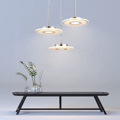 Polished Chrome Disc Pendant Light Contemporary Acrylic 1 Light Ceiling Pendant for Kitchen Dining Room