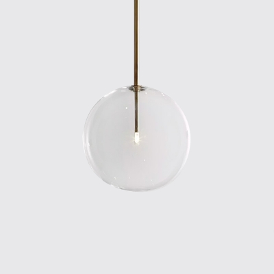 Sphere Shaped 1 Light Pendant Lamp in Gold Finish Contemporary Style Clear Glass Hanging Light