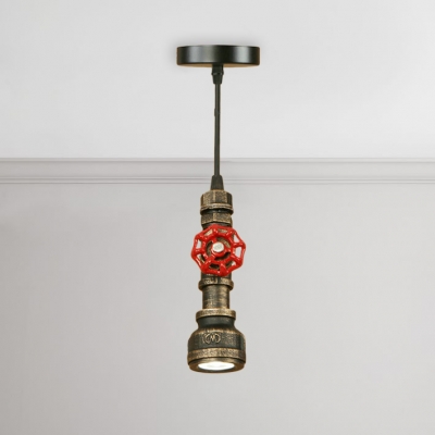 Weathered Steel Pipe Drop Light Retro Style 1 Light Hanging Lamp for Clothes Store Restaurant