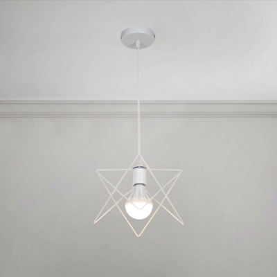 1 Light Star Suspended Lamp Industrial Metal Decorative Pendant Light in White