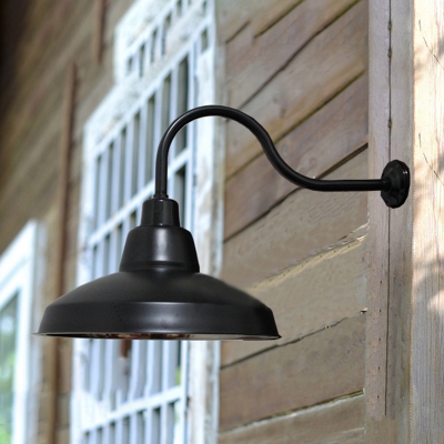 Barn Wall Mount Fixture Vintage Steel Single Bulb Wall Lamp in Glossy Black for Warehouse