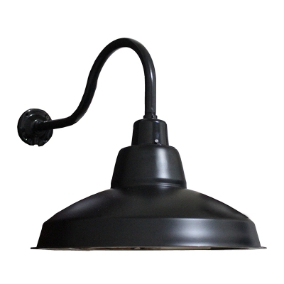 Barn Wall Mount Fixture Vintage Steel Single Bulb Wall Lamp in Glossy Black for Warehouse