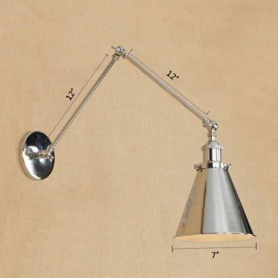 Chrome Finish Swing Arm Wall Light Concise Simple Metal 1 Light Lighting Fixture for Study Room
