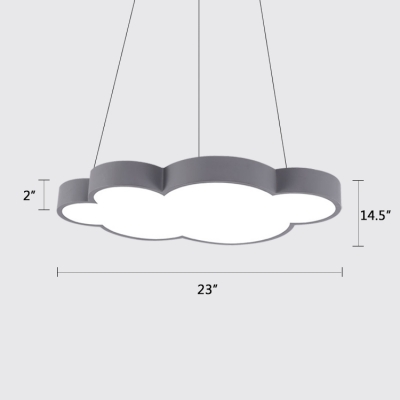 Cloud Shape LED Hanging Pendant Lights Kids Room Metal 1 Light Pendant Lamp in Acrylic