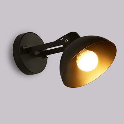 Concise Modern Dome Sconce Light Metal 1 Light Wall Mount Light in Black for Foyer