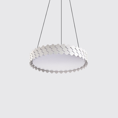 Drum Shape LED Pendant Fixture White Finish Modern Acrylic Hanging Light 18/21.5 Inch Width