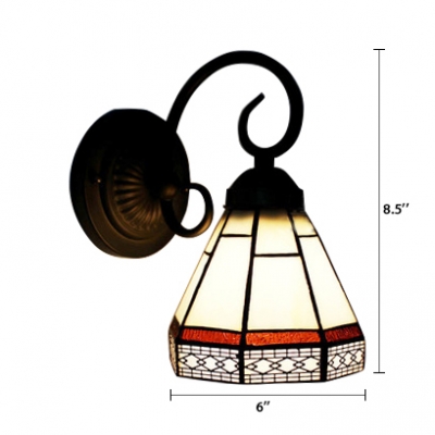 Geometric Wall Sconce Craftsman Tiffany Style Stained Glass Decorative Wall Light in Red