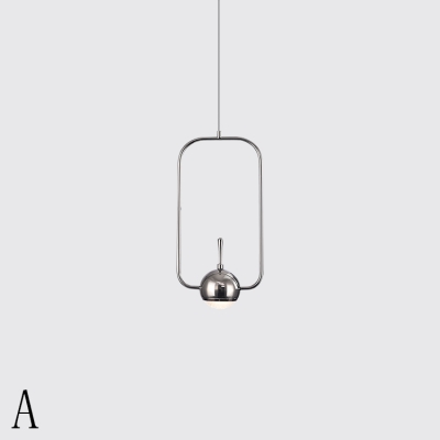 Gold/Nickel Finish Geometric LED Hanging Pendant Lights Post Modern Metal 1 Light Suspension Lamp