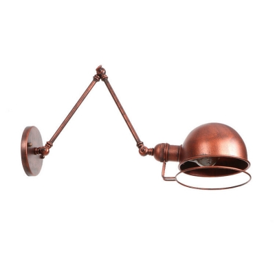 Metal Adjustable Arm Wall Light Retro Style 1 Light Sconce Lighting in Rust for Living Room