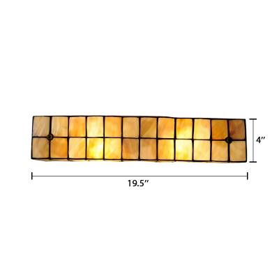 Rectangular Wall Lamp Modern Simple Shelly Tiffany Style 2 Light Wall Sconce in Amber